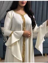 Vestido kaftan jalabiya para mulheres, longo, bordado, dourado, peru, muçulmano, árabe, roupa islâmica, branco 2020 2024 - compre barato