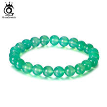 ORSA JEWELS Green Agate Bracelet for Women Men Natural Stone Bracelet 8mm Beaded Healing Energy Bangle Yoga Jewelry GMB17 2024 - buy cheap