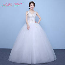 Anxin sh-vestido de noiva vintage com rendas brancas, vestido de princesa turquia com gola em v, vestido de baile vermelho com contas de cristal 2024 - compre barato