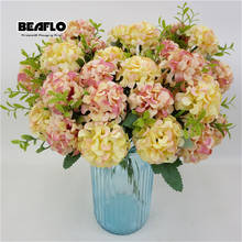 Ramo de flores artificiales de hortensia, Bola de seda falsa con hojas, para decoración de hogar, jardín, boda, 1 ud. 2024 - compra barato