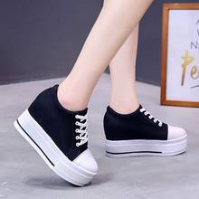 XJRHXJR 8CM Women Shoes Platform Sneakers High Hidden Heels Shoes Elevator Canvas Wedges Shoes Female Sneakers Lady 2024 - buy cheap