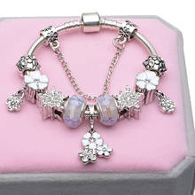 Murano-Pulsera de cuentas de cristal y copo de nieve para mujer, brazalete, Color plateado, regalo de Navidad 2024 - compra barato