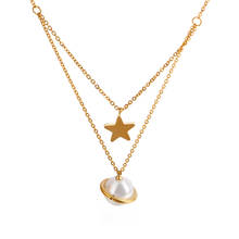 Fashion Simple Star Pearl Pendant Necklace Women Gift Titanium Steel Jewelry Never Fade 2024 - buy cheap