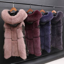 Women 2020 Winter Hooded Faux Fur Vest Coat Female Fake Fox Fur Warm Vests Fashion Casual Warm Gilet Veste Slim Waistcoat B151 2024 - buy cheap