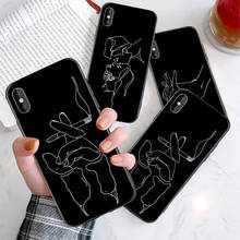 Case for IPhone 11 Lovers Face Smoking Hand Art Lines Case for IPhone 6s 6 7 8 Plus X XS MAX Line Simple Woman Couple Kiss Case 2024 - buy cheap