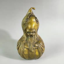 Exquisite Chinese Antique collection home decoration brass longevity old man Gourd-shape Auspicious Statue 2024 - buy cheap