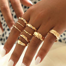 Conjunto de 9 unids/set de anillos irregulares geométricos Vintage para mujer, conjunto de anillos trenzados dorados, joyería de moda para fiesta 2024 - compra barato