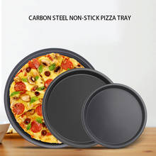 Forma de bandeja redonda para pizza, 6/7/8/10 formas preta antiaderente para pizza, molde para assar bolo, ferramentas de bandeja de cozimento diy 2024 - compre barato