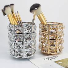 Behogar Stylish Makeup Brush Storage Tube Box Container Organizer Metal Pencil Pen Holder Shiny Crystal for Home Desk Decor 2024 - buy cheap