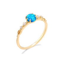 Женское кольцо с голубым опалом Dream, кольцо из стерлингового серебра 925 пробы с цветком, изысканные ювелирные украшения, роскошные свадебные подарки 2024 - купить недорого
