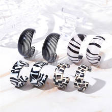 Vintage coreano leopardo acrílico hoop brincos para mulheres meninas listra zebra padrão geométrico c em forma de brincos moda jóias 2024 - compre barato