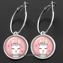 Cute Colorful Alpaca Women Dangle Earring Lovely Sheep Glass Cabochon Handmade Drop Earrings for Girl 2024 - buy cheap