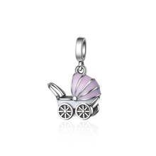 100% 925 Sterling Silver Bb Car Pendant Charms Zircon Enamel Baby Carriage Beads Fit European Bracelet for Mother's Jewelry 2024 - buy cheap