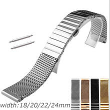 Pulseira de relógio de aço inoxidável, pulseira de relógio de 18mm 20mm 22mm 24mm, 2 em 1 de link único, pulseira de substituição com pinos 2024 - compre barato