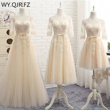 QNZL-100#lace up Bridesmaid Dresses Long Wedding prom party toast dress Champagne Pink Gary White Ball gown Cheap Wholesale Girl 2024 - buy cheap