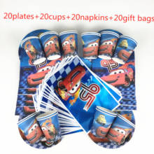 Disney-vajilla desechable Lightning McQueen Cars para niños, decoración de fiesta de cumpleaños, plato de papel, taza, servilleta y bolsas de regalo, 80 Uds. 2024 - compra barato