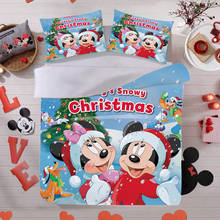 Disney-Juego de cama de Mickey y Minnie para adultos y niños, funda de edredón, funda de almohada, textil para el hogar, regalo de Navidad 2024 - compra barato