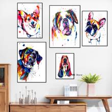 Colorful Animal Dog Canvas Painting French Bulldog Labrador St Bernard Poster Abstract Wall Art Canvas Prints Pictures Decor Art 2024 - buy cheap