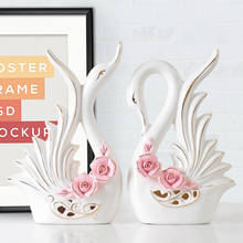 2PCS Creative Ceramic Swan Ornament Home Decoration Crafts TV Cabinet Office Statues Accessories Wedding Gift Figurines W4348 2024 - buy cheap