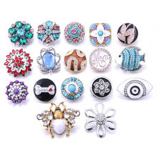10pcs/lot High Quality Snap Button Jewelry Crystal Rhinestone Flower fish 18mm 20mm Metal Snap Buttons Fit Snap Bracelet Bangle 2024 - buy cheap