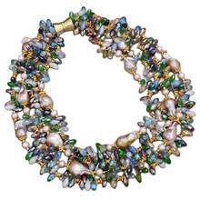 GG ювелирные изделия 18 дюймов 4 пряди 25 мм натуральный фиолетовый жемчуг Кеши барокко красочные кристаллы ожерелье ручной работы для женщин 2024 - купить недорого