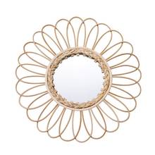 Rattan Wall Art Decoration Round Makeup Mirror Dressing Bedroom Bathroom Wall Hanging Mirrors Craft Photo Props 2024 - buy cheap
