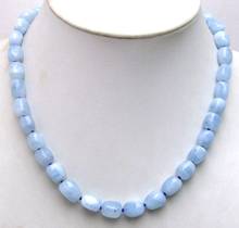 Qingmos 9*12 мм Бесплатная ФОРМА натуральный синий Аквамарин Ожерелье для женщин с натуральным драгоценным камнем ожерелье ювелирные изделия чокеры 17 "nec5674 2024 - купить недорого