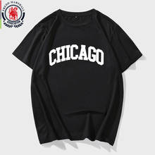 FREDD MARSHALL 2021 New Fashion Letter Print T-Shirt Summer Short Sleeve Casual CHICAGO T Shirt O-Neck Black Solid Tee Tops 3022 2024 - buy cheap