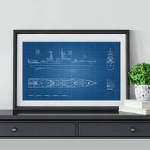 Military Ship Blueprint Prints Battleship Model Poster Industrial Drawing Art Canvas Painting Picture Gift ideal Wall Art Decor 2024 - buy cheap