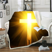 Cross blanket Jesus cross printing plush Sherpa blanket air conditioning blanket sofa blanket new blanket bedding 2024 - buy cheap