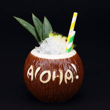 Taza de coco de cerámica de 500ml, juego de bebida de Bar, copa de cóctel mezcladora con letras Tiki, copa de vino de fondo plano 2024 - compra barato