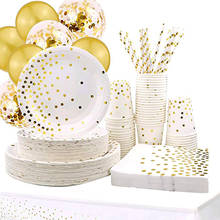 Birthday Party Golden dots party paper disposable tableware set supplies paper tray for baby shower birthday party supplies 2024 - buy cheap
