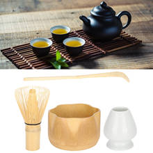 Batedor de chá matcha, conjunto de ferramentas de cozinha, bambu, 4 unidades, tigela, suporte de escova de chá de cerâmica, escritório, casa, caixa de presente de aniversário 2024 - compre barato