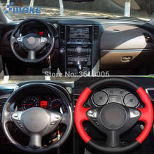 Smrke capa protetora para volante, com costura manual, antiderrapante, preto, vermelho, couro, para nissan maxima, sentra 2024 - compre barato