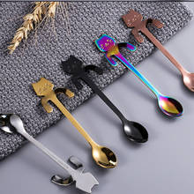 Cute Cat Coffee Spoon Tea spoon Stainless Steel 5 PCS  Stainless Steel Creative  Teaspoon Dessert Spoon  Ice Cream Mini Spoon 2024 - buy cheap