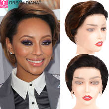 DreamDiana Ombre Peruvian Straight Front Lace Wigs Short Cut Bob 13x4 Lace Front Wig 150 Density 100% Human Hair Front Lace Wig 2024 - buy cheap