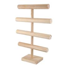 4 Tiers T-Bar Jewelry Stand Rack Solid Wooden Jewellery Display Holder for Bracelet Watch Bangle Hair Hoop 2024 - buy cheap