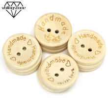 50Pcs Handmade Wooden Buttons 2 Holes Round Sewing Button For Clothes Decorative Buttons DIY Scrapbooking Hand Made Tags Labels 2024 - buy cheap