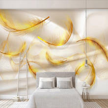 Milofi papel de parede 3d personalizado, grande mural nórdico moderno minimalista 3d pena de ouro fundo de parede decoração 2024 - compre barato