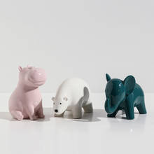 Adornos de animales de cerámica modernos, decoración creativa de escritorio para habitación de niños, regalo, accesorios para el hogar, oso, elefante, hipopótamo, figuritas 2024 - compra barato