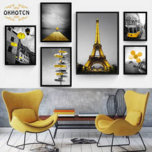 Póster de estilo amarillo para pared, lienzo nórdico para sala de estar, fotografía, imagen de paisaje europeo, decoración del hogar 2024 - compra barato