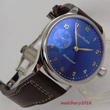 44mm parnis blue dial Deployment 6497 Hands Winding Mechanical Mens watch 2024 - buy cheap