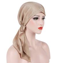 muslim soild cotton wrap head scarf caps women turban hat islamic headdress ready to wear hijab cap turbante mujer 2024 - buy cheap