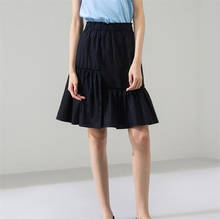 Новинка 2020, весенне-летняя элегантная женская офисная юбка трапециевидной формы, хлопковая Асимметричная юбка с эластичной резинкой на талии, большие размеры, юбки 6XL 7XL 2024 - купить недорого