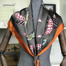 Bufanda de seda de marca de lujo para mujer, pañuelo de gasa elegante, estampado, cuadrado, 90x90cm 2024 - compra barato