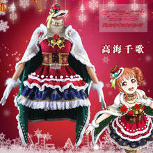 Anime! Aqours amor ao vivo sol takami chika versão luxuriante roupa de natal lindo uniforme cosplay traje frete grátis 2024 - compre barato