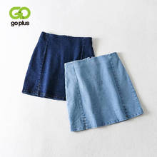 Goplus saia jeans vintage para mulheres, mini saia lápis com fenda sexy colado azul c9894 2024 - compre barato
