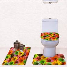 Floral Flower Toilet Seat Cover WC Witch Bath Wash Room Accessories Set Mat Washable Seat Cover Non slip Carpet 2024 - buy cheap
