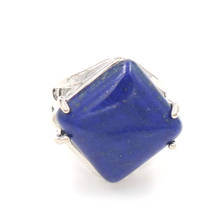 FYSL Silver Plated Rhombus Shape Lapis Lazuli Resizable Finger Ring for Gift Green Turquoises Stone Jewelry 2024 - buy cheap