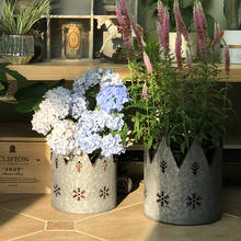 Retro coroa forma de ferro vaso de flores planta de mesa vaso pendurado varanda planta barril plantio expositor decoração casa 2024 - compre barato